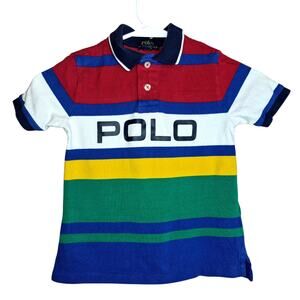 Y2K Polo Ralph Lauren Spell Out Toddler Boys Short Sleeve Polo Shirt Color SZ 5